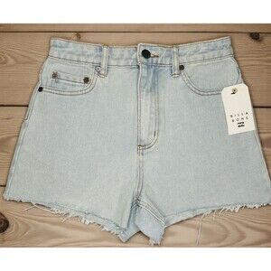Billabong Womens Light Wash Denim Jean High Tides Shorts Size 25 Frayed Hem Y2K